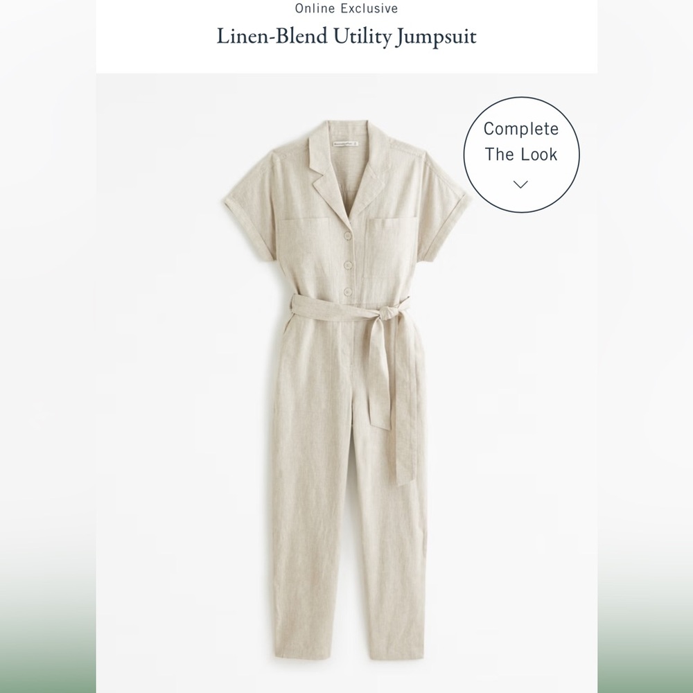 Abercrombie and Fitch Linen-Blend Utility Jumpsuit